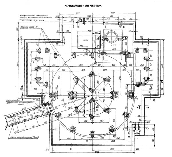 Креслення фундамента токарно-карусельного верстата 1563Ф1 Креслення фундамента токарно-карусельного верстата 1563Ф1